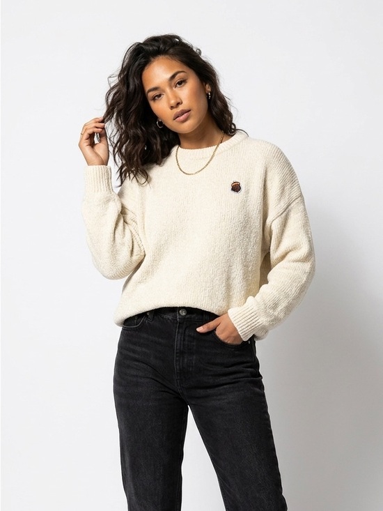 Fingercroxx Sweaters - Fingercroxx "Bigfoot" Chenille Knit Crewneck Sweater Cream Size XS/S Streetwear